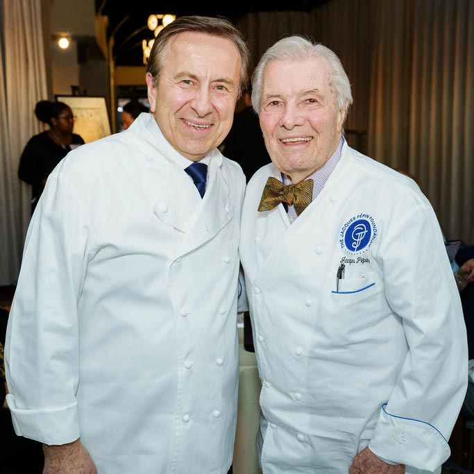 Jacques Pepin celebrating