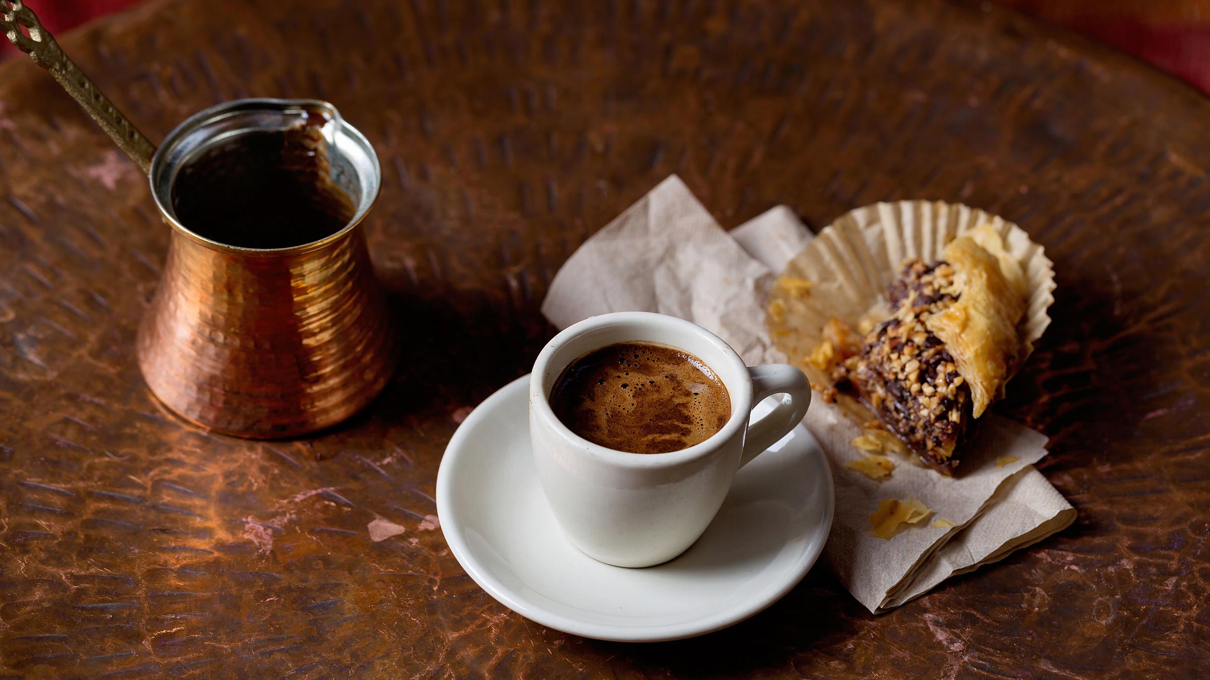 Cup of espresso and pastry