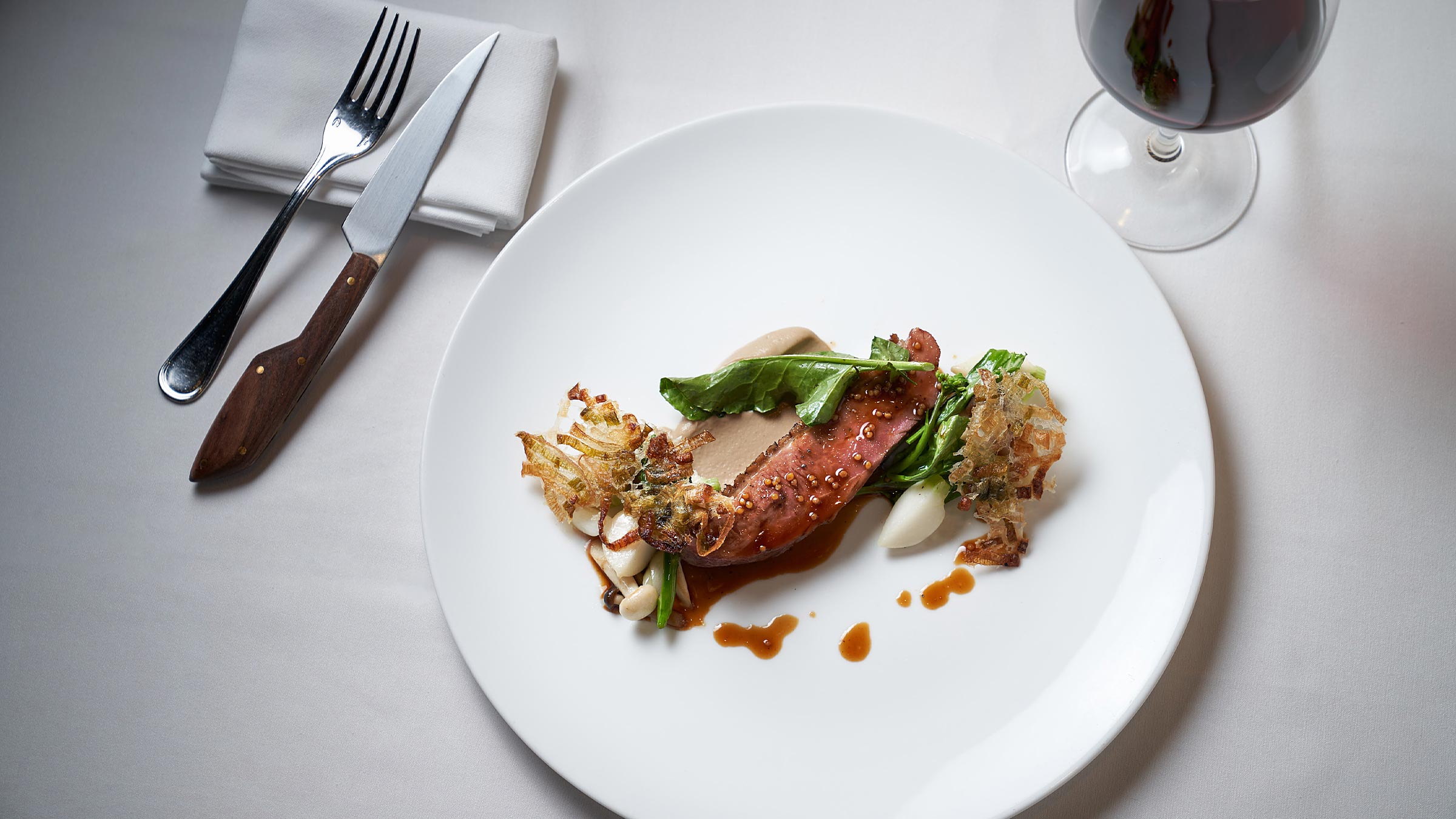 Overhead view of a plate of food at Gramercy Tavern