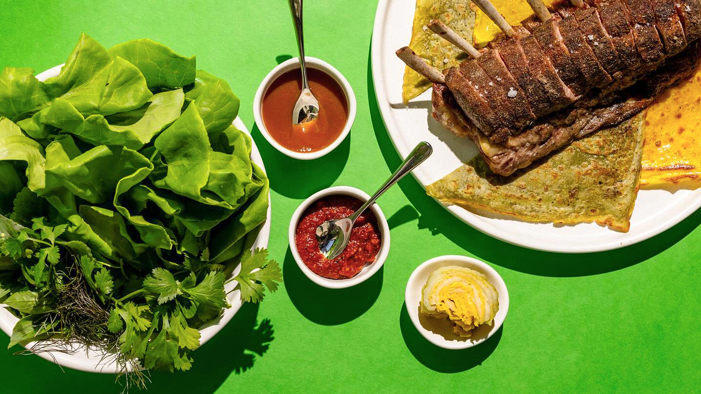 Overhead shot of food from Bad Idea restaurant